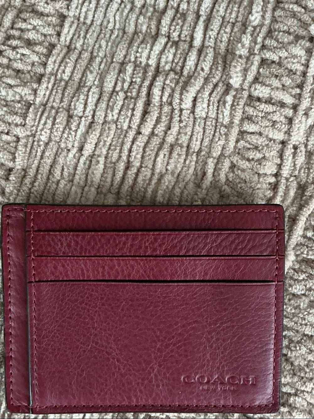 COACH Burgundy Leather Card Holder